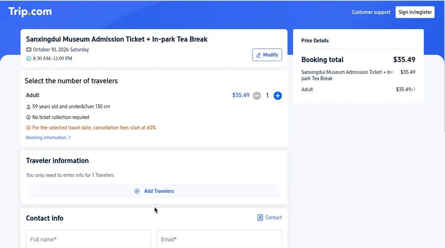 Trip.com checkout summary