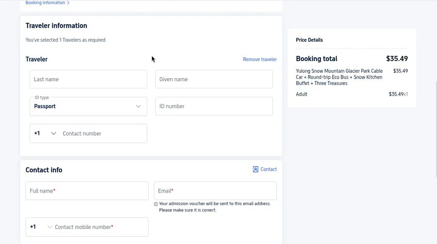 Traveler fields with ID type Passport