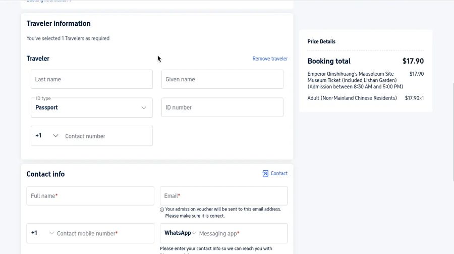 Traveler fields with ID type Passport